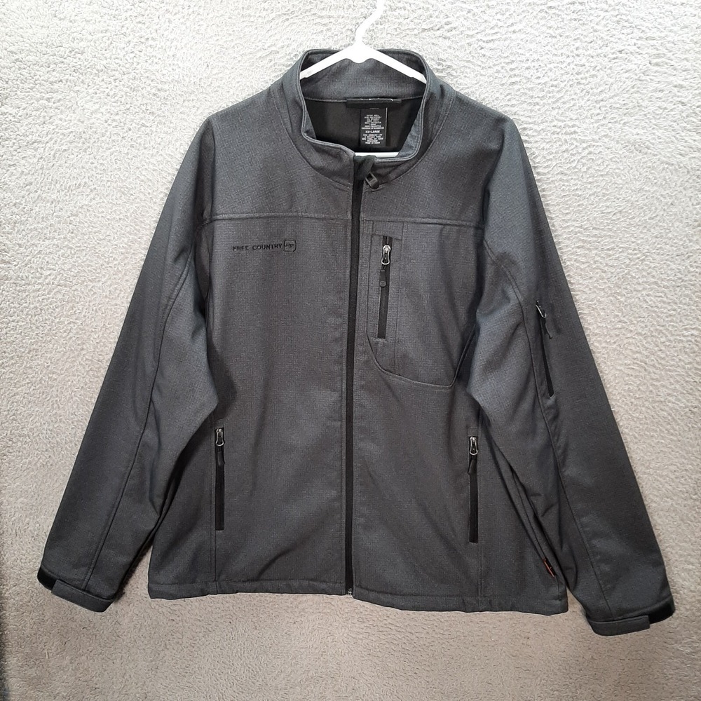 Free Country Jacket Adult‎ 2XL XXL Gray Artisan Flex Super Softshell Outdoors